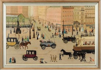 Piccadilly, Manchester 1915 (FS31/362) by Helen Bradley (1900-1979) is being offered in our two day Fine Sale on 12th/13th July 2016 and is expected to fetch between
        £30,000 and £50,000.