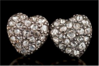 These Rose Diamond Mounted Heart-shaped Cluster Earrings (FS31/191) are also to be found amongst the jewellery.