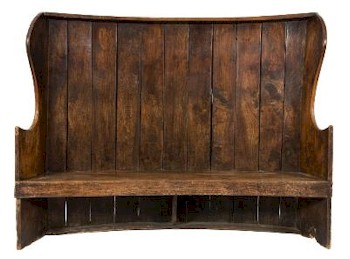 A 19th Century Elm Curved High Back Wing Settle (FS31/974).