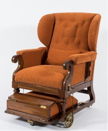A 19th Century Mahogany and Upholstered Patent Adjustable Wing Armchair (FS31/1052).