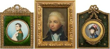 A portrait of Horatio Nelson after Lemuel Francis Abbot together with another of Napolean and a French Officer (BK16/30).