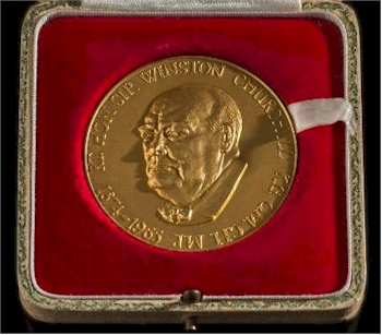 There is also a 22ct gold commemorative medallion of the Rt Hon Sir Winston Churchill
        KG OM CH MP (1874-1965) that carries a pre-sale estimate of £3,000-£3,500 (FS32/260).