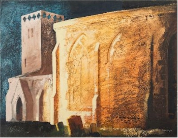 An oil on canvas of North Moreton Church in Berkshire (FS32/337) by John Piper (1903-1992) is inviting offers of £15,000-£20,000.