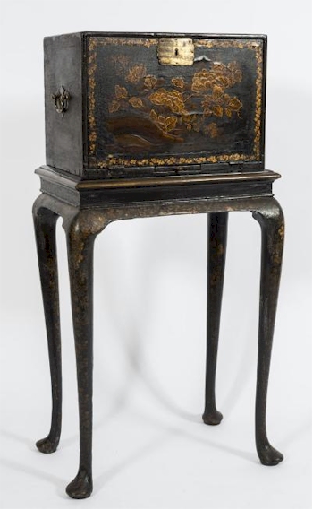 The Furniture section of the auction saw this 18th Century Anglo-Indian and Chinoiserie
        Decorated Cabinet on a Stand (FS33/1219) sell for £7,500.
