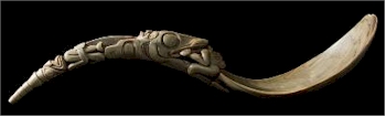 An unusual North West Coast Native American carved horn spoon (FS35/875) in the Works of Art auction sold for £4,000.