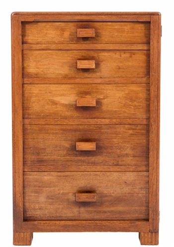 Betty Joel (1894-1985): a Token mahogany five draw Wellington chest (FS36/1047).