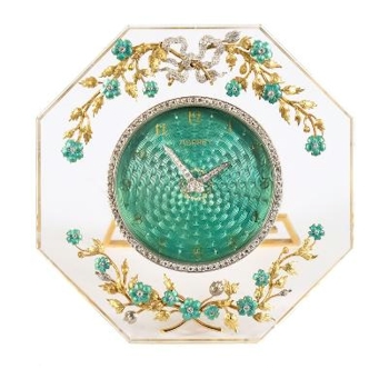 A Gold, Diamond and Enamel Strut Clock (FS36/821) by Asprey of London.