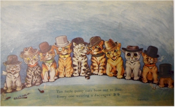 A Louis Wain postcard depicting ten cats.