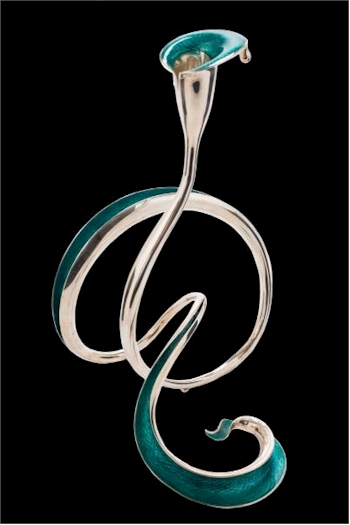 An Elizabeth II Silver and Sea Green Enamel 'Knot' Candlestick, Maker Jenny Edge, London, 2009 (CC1/85) offered in our One Day 20th Century and Contemporary Sale starting on 4th December 2018 at our salerooms in Exeter, Devon.