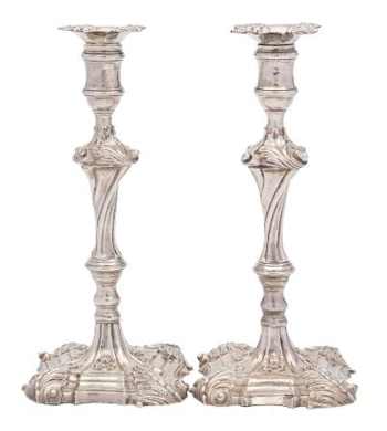 A Matched Pair of Silver Cast Candlesticks (FS42/247).