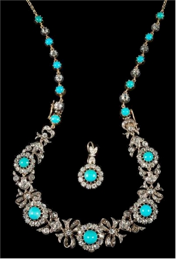 A Turquoise and Diamond Mounted Necklace (FS42/349).
