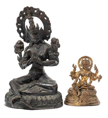 A Sino-Tibetan bronze figure of Tara Bodhisattva and one other (FS43/625), which sold for £13,500.