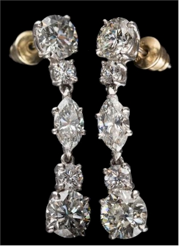 A pair of Diamond Pendant Drop Earrings (FS44/230).