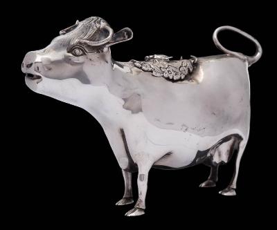 An Elizabeth II silver cow creamer by maker William Comyns & Sons Ltd (FS44/76)
        is one of the many lots to be offered in the October 2019 Fine Art Auction.