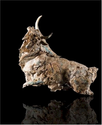 Emma Rodgers (b 1974) - A Porcelain Sculpture Raging Bull (CC3/257).