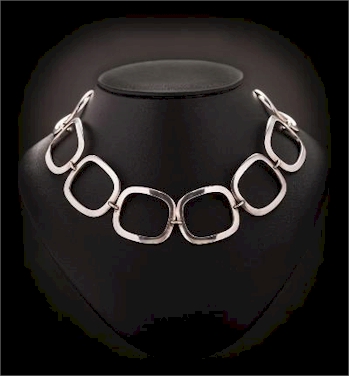 Georg Jensen - A Silver Necklace of Large Open Work Links by Ibe Dahlquist, Design Number 192H (CC3/255).