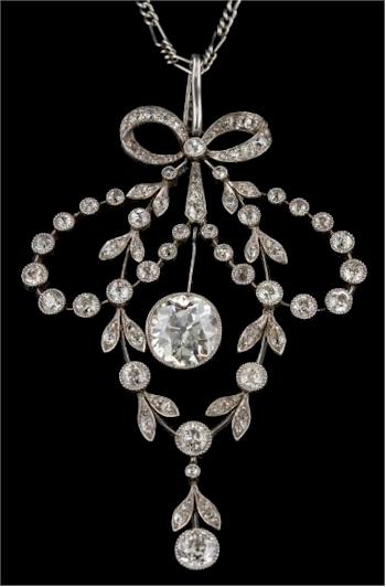 A Belle Epoque Diamond Mounted, Open Work Pendant (FS45/230) realised £4,300.