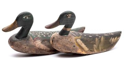 A pair of Softwood and Polychrome Decorated Decoy Mallard Ducks (FS46/662).