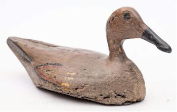 A 19th Century Carved Wood and Polychrome Decorated Gadwall Decoy Duck (FS46/663).