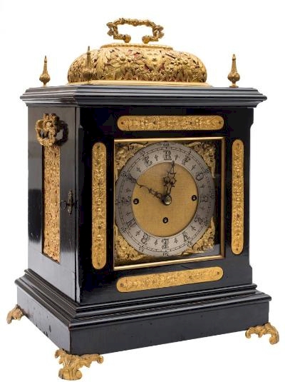 A Large Ebonised Victorian Chiming Bracket Clock in the 17th Century Style (FS48/858).