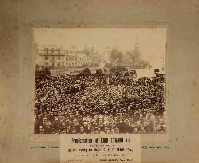 An Early 20th Century Photograph 'Proclamation of King Edward VII in Barnstaple Square...' on 28th January 1901 (SC32/506).