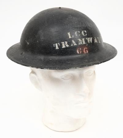 A WWII Mk II 3A Steel Helmet For London County Council Tramways (SS8/186).