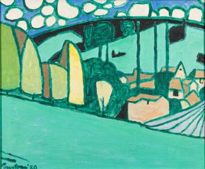 Julian Trevelyan (1910-1988): Summer Landscape with Lavender Field (CC6/221).