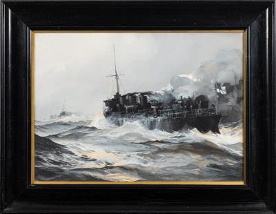 Montague Dawson (1895-1973): Naval Convoy in Stormy Seas (MA21/286).