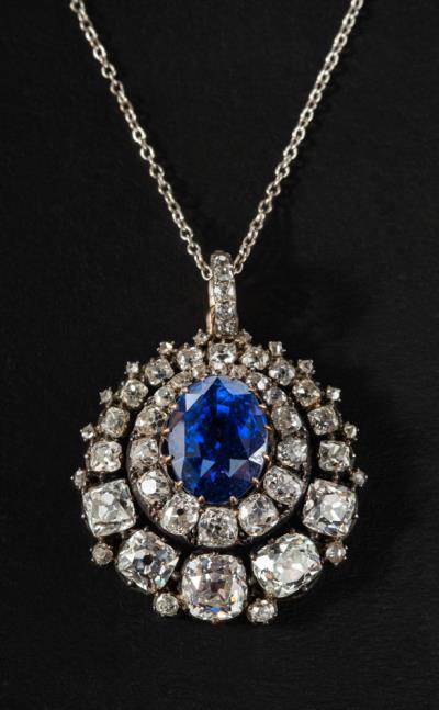 A Mid Victorian, 18ct Gold and Silver, Oval, Mixed-cut, Colour Change Sapphire and Old, Single and Rose-cut Diamond Pendant (FS54/1344) offered in our Three Day Fine Art Sale starting on 13th July 2022 at our salerooms in Exeter, Devon.