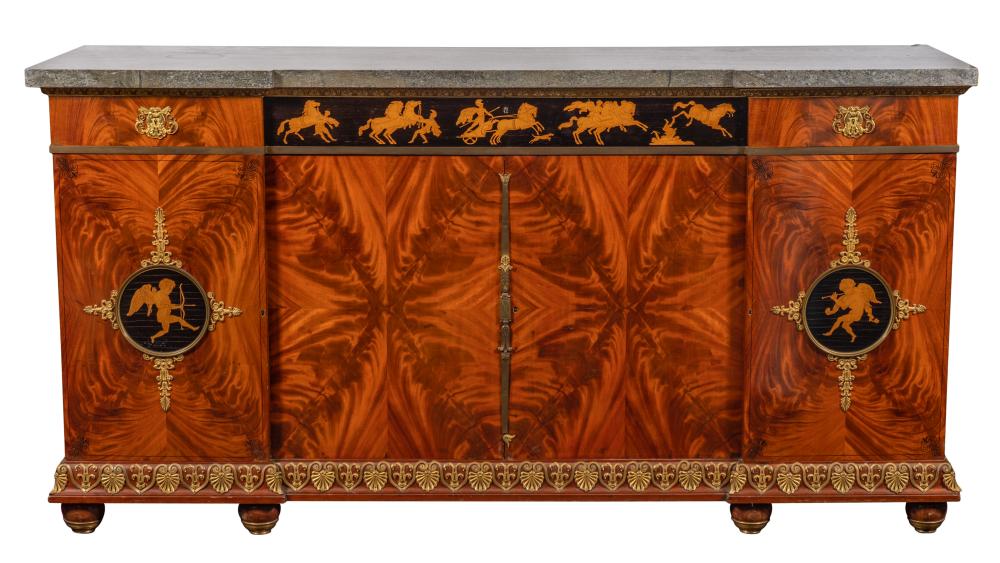 A Fine 19Th Century French Mahogany, Ebonised, Marquetry And Ormolu Mounted Side Cabinet