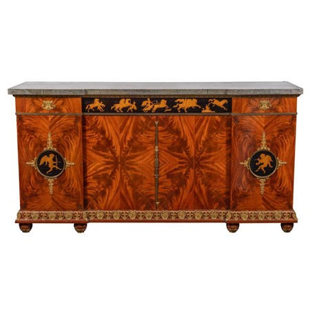 A Fine 19Th Century French Mahogany, Ebonised, Marquetry And Ormolu Mounted Side Cabinet