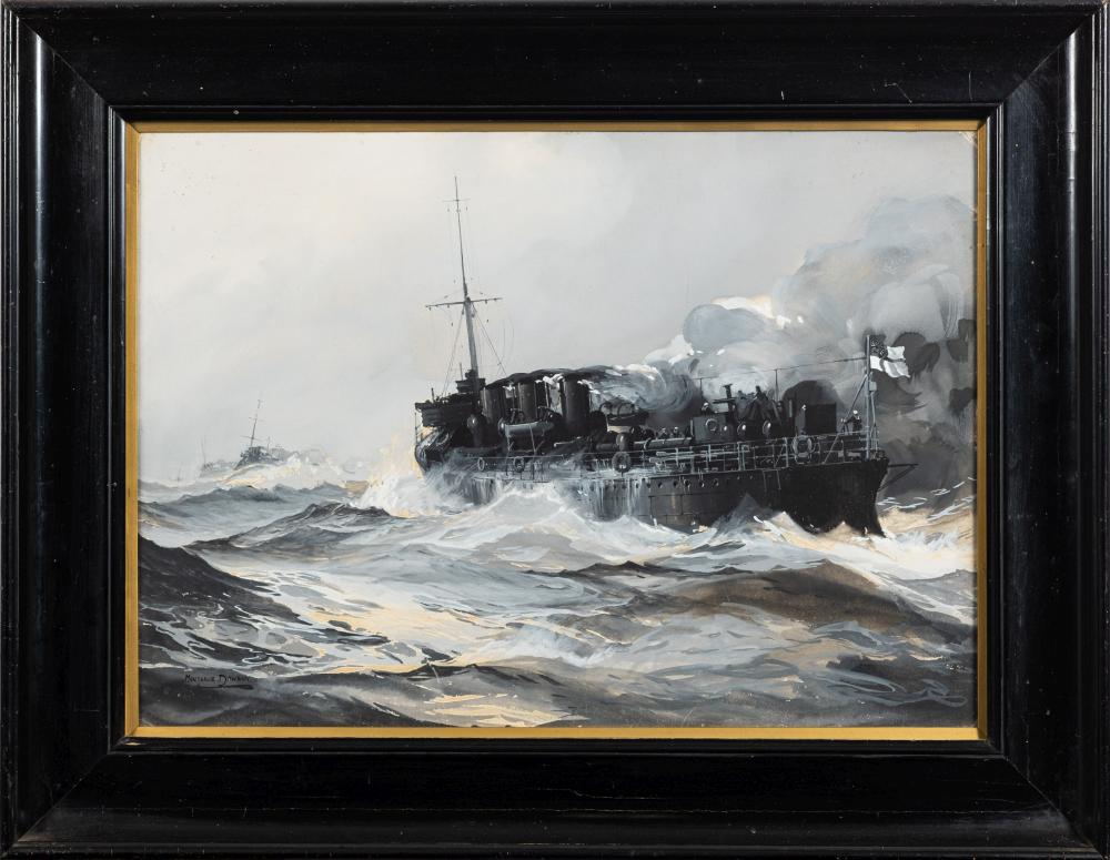 Montague Dawson [1895 1973] Naval Convoy In Stormy Seas