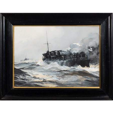 Montague Dawson [1895 1973] Naval Convoy In Stormy Seas