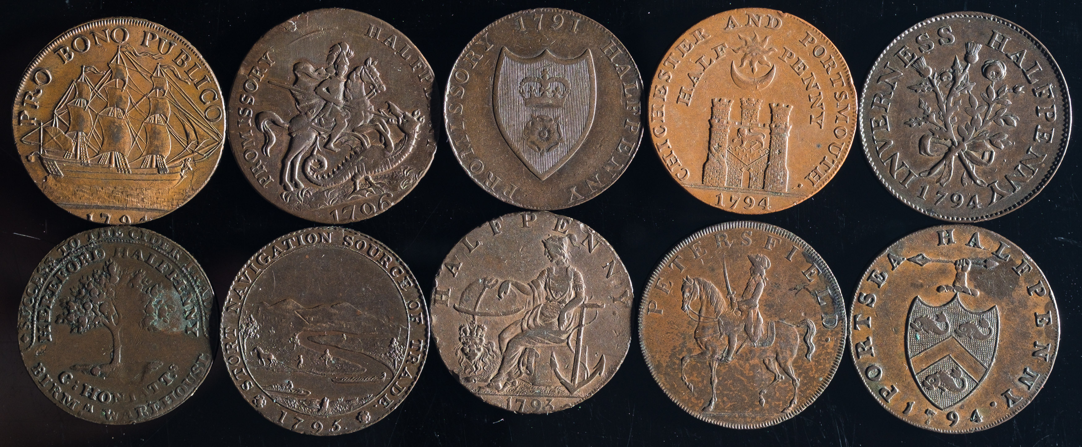 Ten Various Trade Tokens