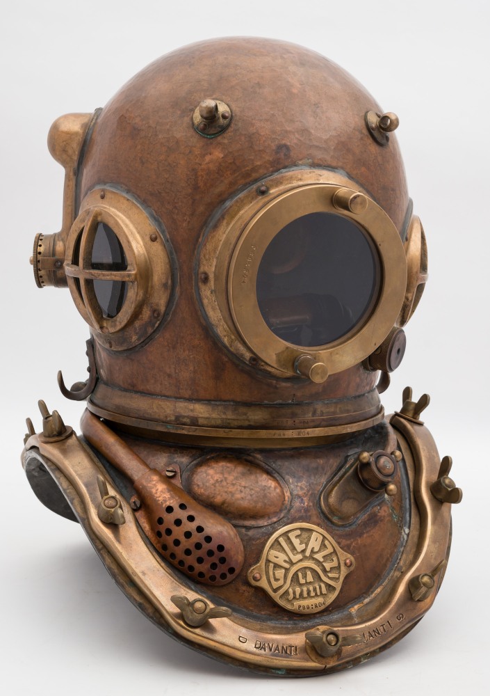 An Italian 12 Bolt Mixed Gas Diving Helmet By Galeazzi , Number 'BPG R04'