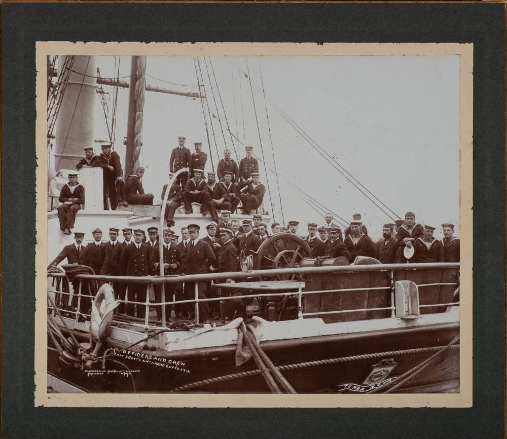 A Mounted Photograph Of The Crew Of RYS Terra Nova, British Antarctic Expedition 1910