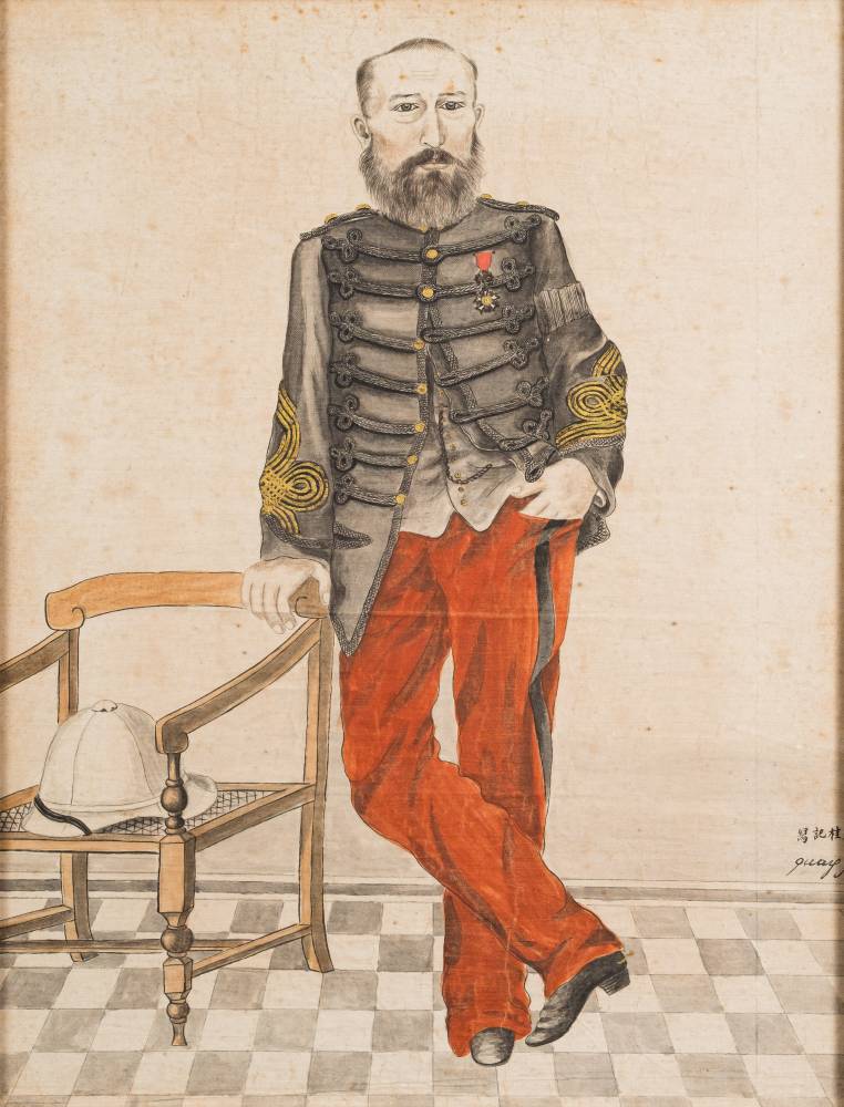 Chinese School Circa 1860, Signed Xieji Gui Dingnan Portrait Of A Western Officer Or Governor