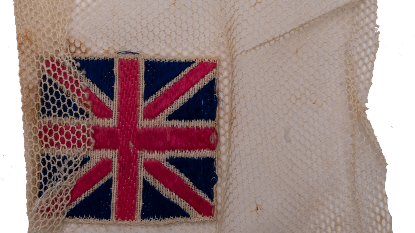 Union Jack flag measuring 5 x 5.5 cm related to the ‘Endurance,’ Shackleton’s famous ship