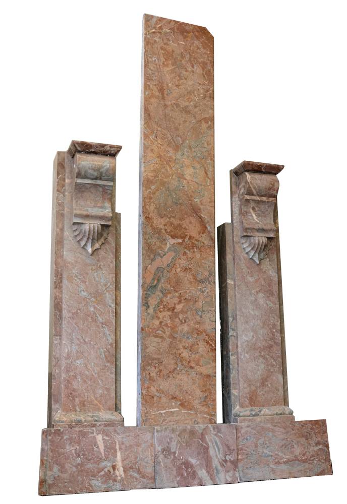A Victorian Variegated Pink And Grey Ashburton Marble Chimneypiece, Last Quarter 19Th Century