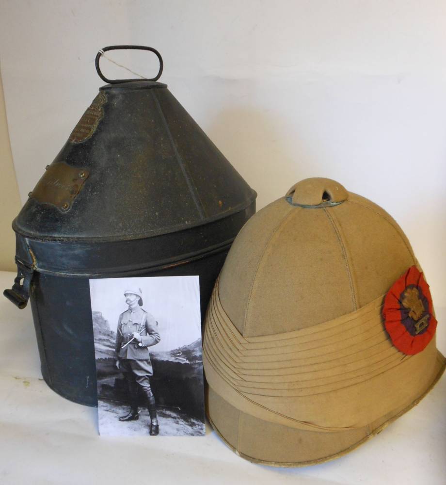 Imperial Regulation Cork:Pith Helmet, Contained In A Japanned Metal Hat Case By Hobson & Sons