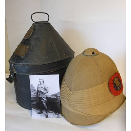 Imperial Regulation Cork:Pith Helmet, Contained In A Japanned Metal Hat Case By Hobson & Sons